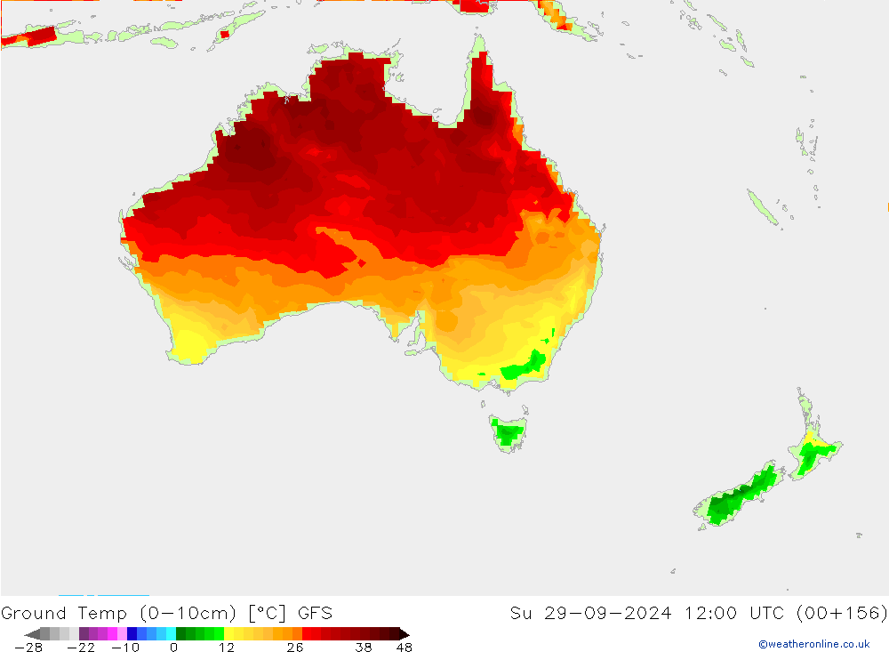 Temp. 10cm GFS zo 29.09.2024 12 UTC