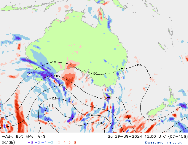 T-Adv. 850 hPa GFS  29.09.2024 12 UTC