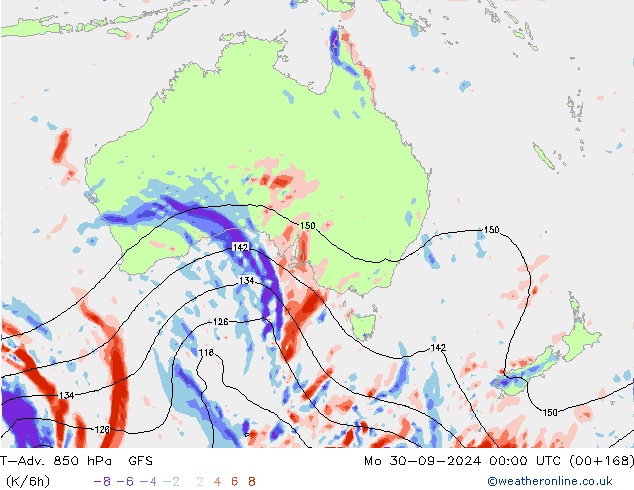 T-Adv. 850 hPa GFS Mo 30.09.2024 00 UTC