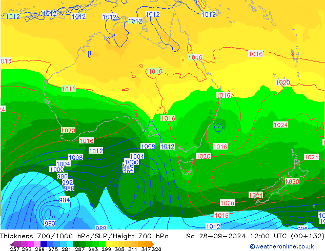 Thck 700-1000 hPa GFS Sa 28.09.2024 12 UTC