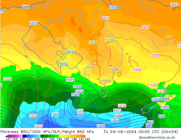 Thck 850-1000 hPa GFS Tu 24.09.2024 00 UTC