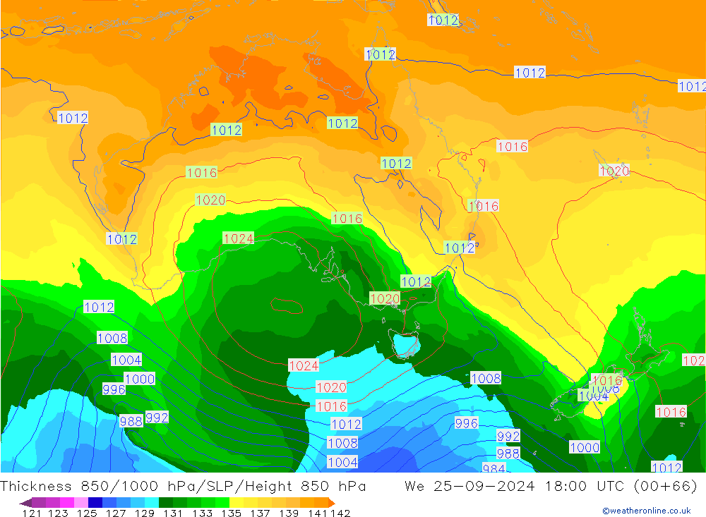 850-1000 hPa Kalınlığı GFS Çar 25.09.2024 18 UTC