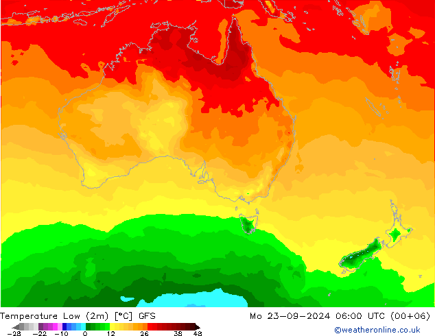 Temperature Low (2m) GFS September 2024