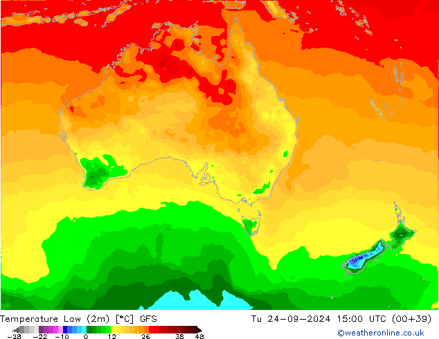 Tiefstwerte (2m) GFS Di 24.09.2024 15 UTC