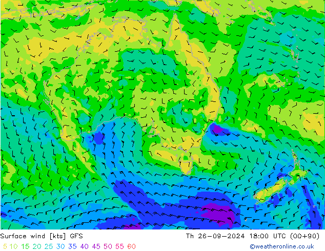 Surface wind GFS Th 26.09.2024 18 UTC