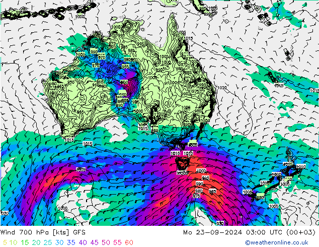 Wind 700 hPa GFS Mo 23.09.2024 03 UTC