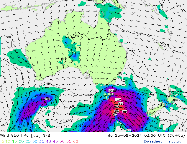 Wind 950 hPa GFS Mo 23.09.2024 03 UTC