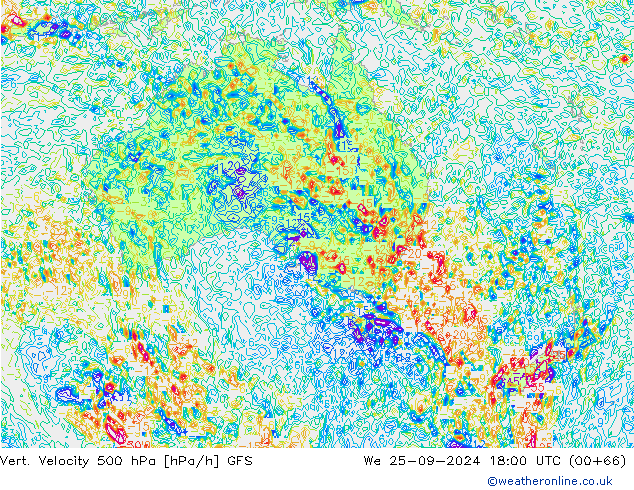 Vert. Velocity 500 гПа GFS ср 25.09.2024 18 UTC