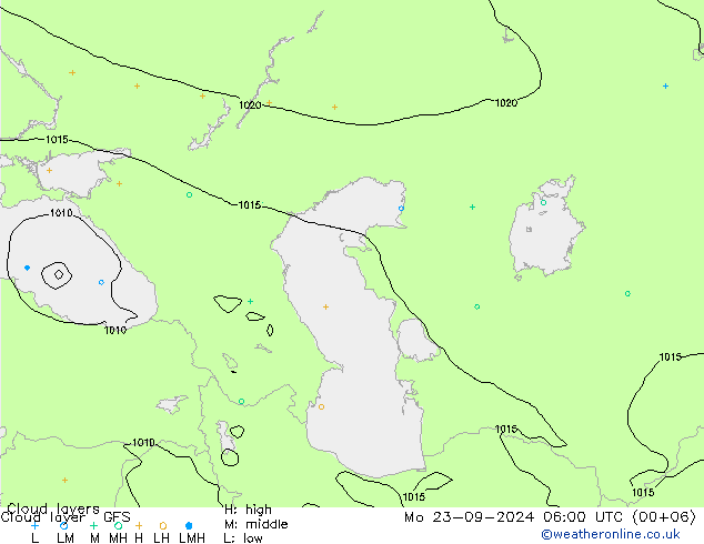 Cloud layer GFS Mo 23.09.2024 06 UTC
