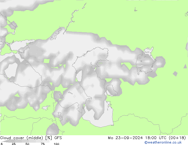 облака (средний) GFS пн 23.09.2024 18 UTC