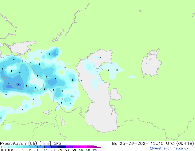 Z500/Rain (+SLP)/Z850 GFS lun 23.09.2024 18 UTC