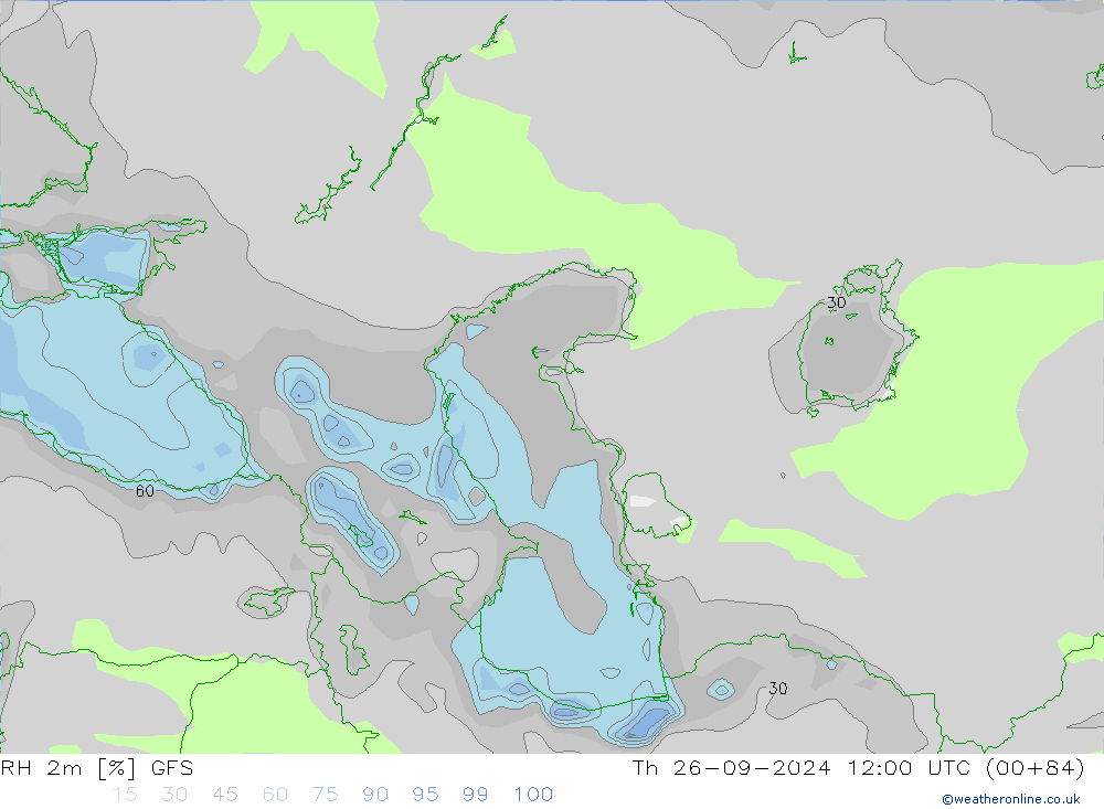 RH 2m GFS Th 26.09.2024 12 UTC