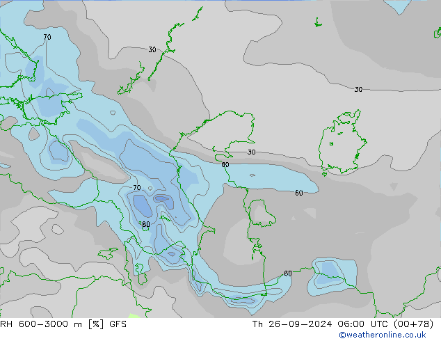 RH 600-3000 m GFS Th 26.09.2024 06 UTC