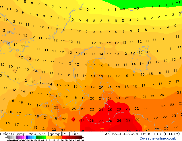 Z500/Rain (+SLP)/Z850 GFS lun 23.09.2024 18 UTC