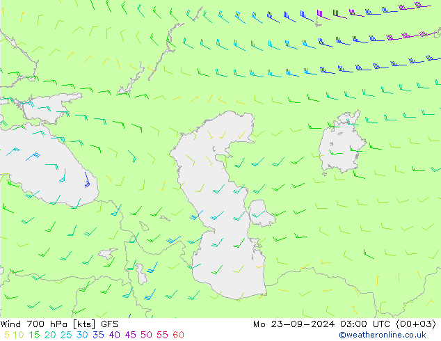 Wind 700 hPa GFS Mo 23.09.2024 03 UTC