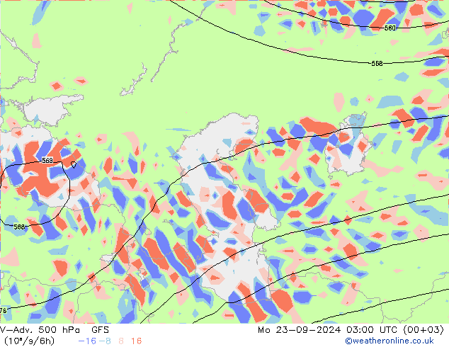 V-Adv. 500 гПа GFS пн 23.09.2024 03 UTC