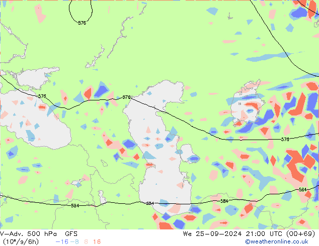 V-Adv. 500 гПа GFS ср 25.09.2024 21 UTC