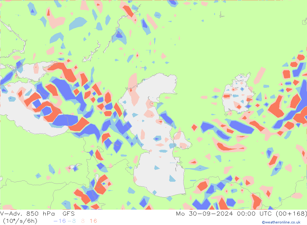 V-Adv. 850 hPa GFS lun 30.09.2024 00 UTC