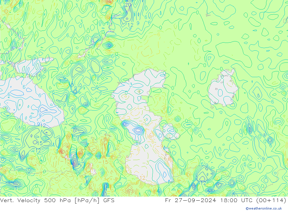 Vert. Velocity 500 hPa GFS Fr 27.09.2024 18 UTC