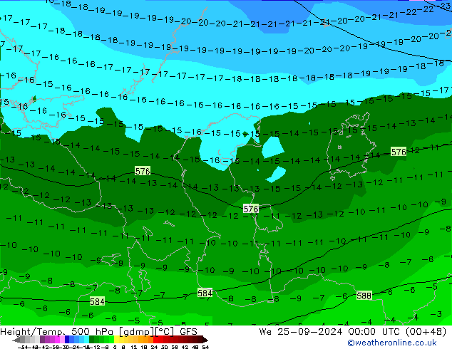 Height/Temp. 500 hPa GFS śro. 25.09.2024 00 UTC