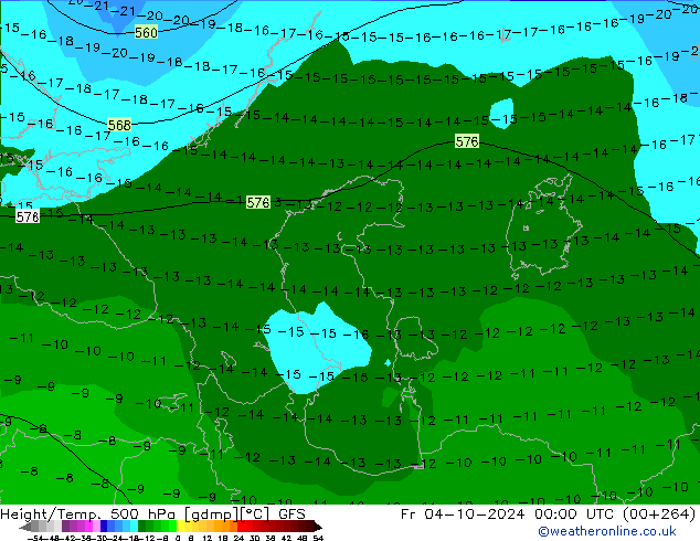 Géop./Temp. 500 hPa GFS ven 04.10.2024 00 UTC