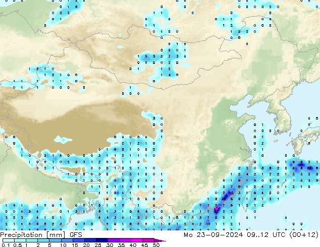 降水 GFS 星期一 23.09.2024 12 UTC