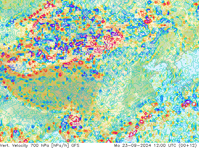 Vert. Velocity 700 hPa GFS lun 23.09.2024 12 UTC