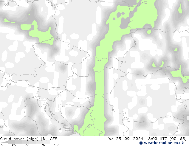 Cloud cover (high) GFS We 25.09.2024 18 UTC