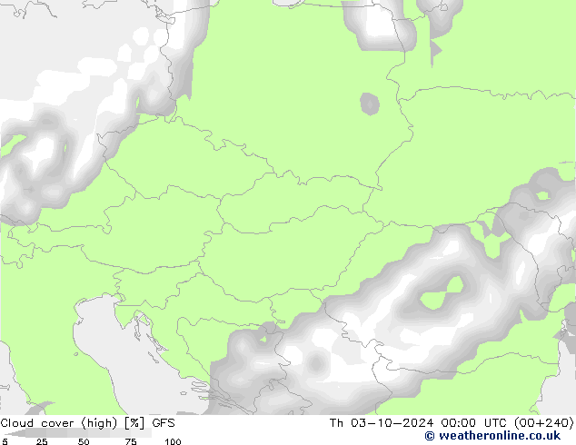 Bulutlar (yüksek) GFS Per 03.10.2024 00 UTC