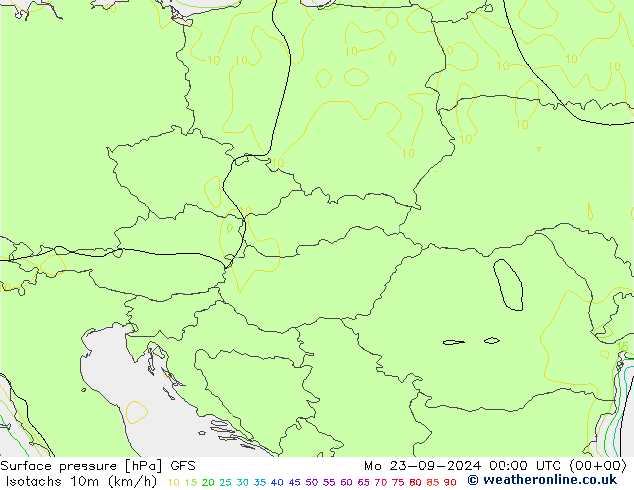 Isotachen (km/h) GFS September 2024