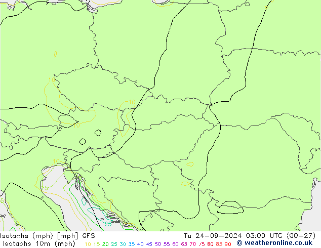 Eşrüzgar Hızları mph GFS Sa 24.09.2024 03 UTC