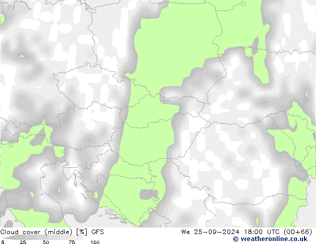 Cloud cover (middle) GFS We 25.09.2024 18 UTC