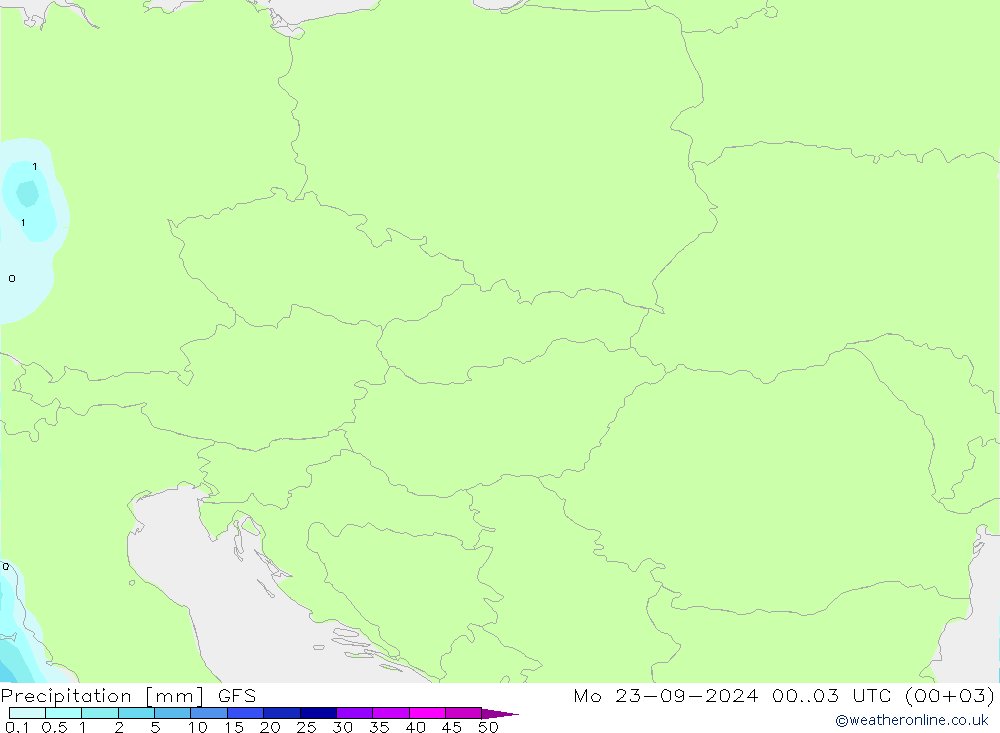 Neerslag GFS ma 23.09.2024 03 UTC