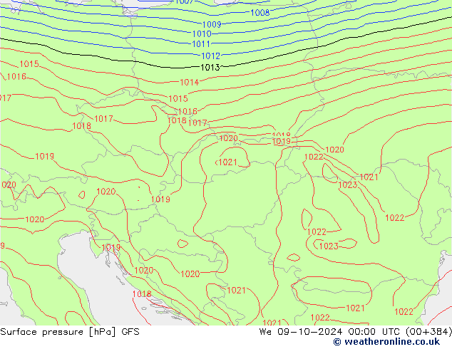 Surface pressure GFS We 09.10.2024 00 UTC