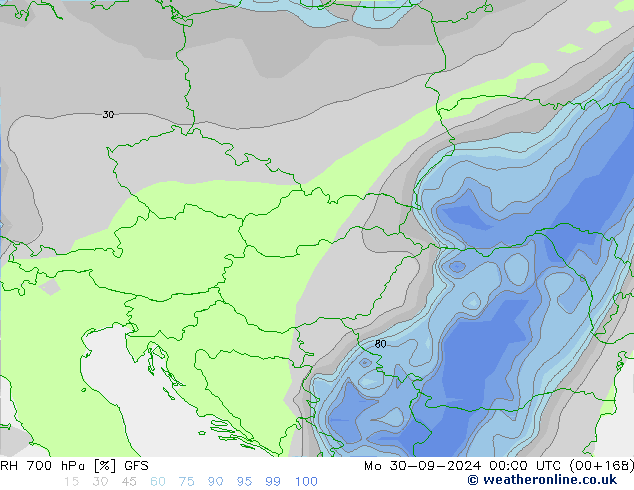 Humidité rel. 700 hPa GFS lun 30.09.2024 00 UTC