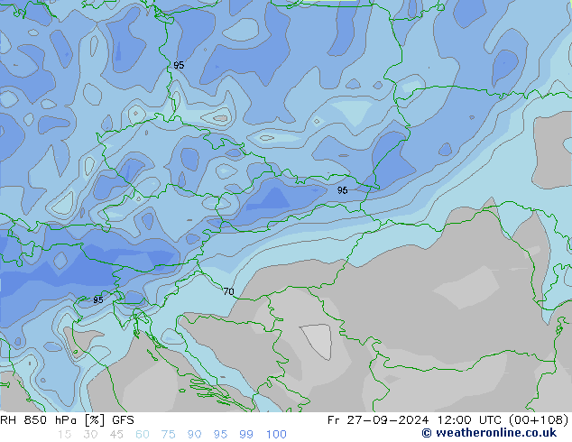 RH 850 hPa GFS Fr 27.09.2024 12 UTC