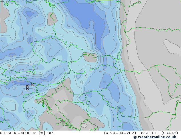 RH 3000-6000 m GFS Tu 24.09.2024 18 UTC