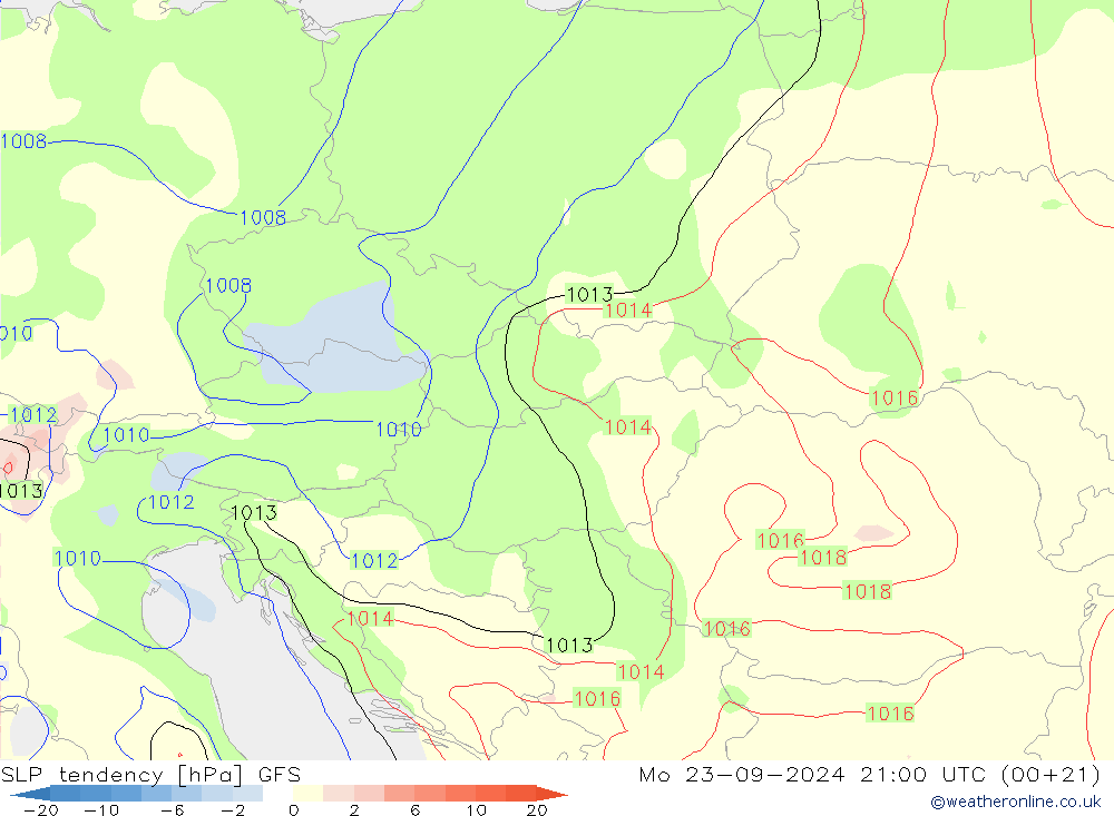 SLP tendency GFS Seg 23.09.2024 21 UTC