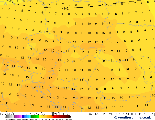 Z500/Regen(+SLP)/Z850 GFS wo 09.10.2024 00 UTC