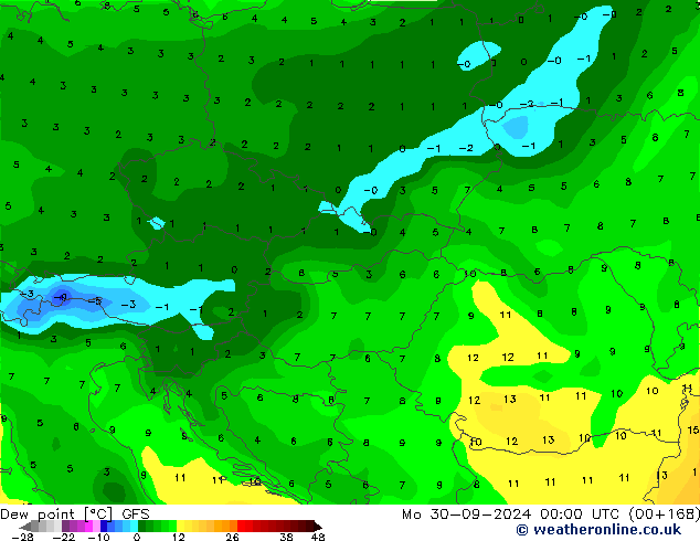 Ponto de orvalho GFS Seg 30.09.2024 00 UTC