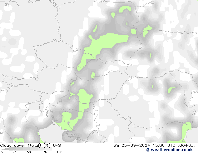 Cloud cover (total) GFS St 25.09.2024 15 UTC