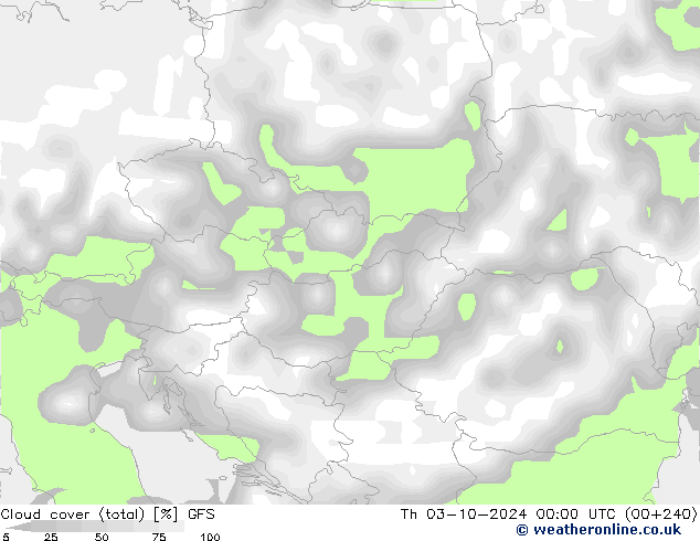 Bulutlar (toplam) GFS Per 03.10.2024 00 UTC