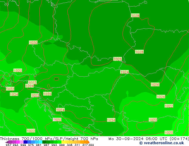 Thck 700-1000 hPa GFS Mo 30.09.2024 06 UTC