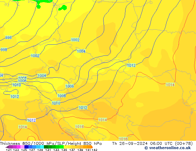 Thck 850-1000 гПа GFS чт 26.09.2024 06 UTC