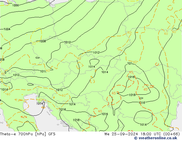 Theta-e 700hPa GFS We 25.09.2024 18 UTC