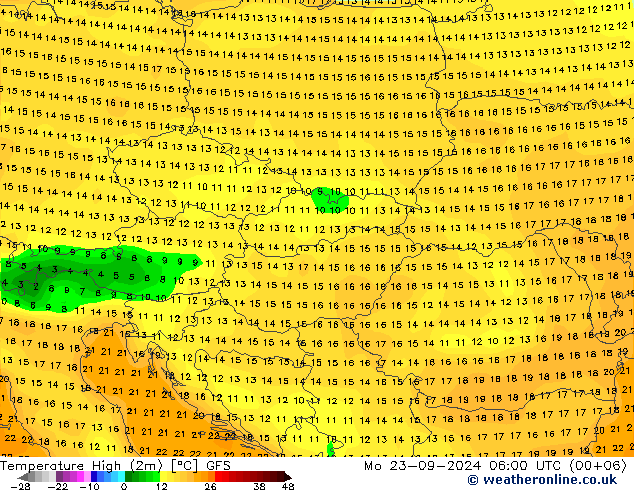 température 2m max GFS septembre 2024