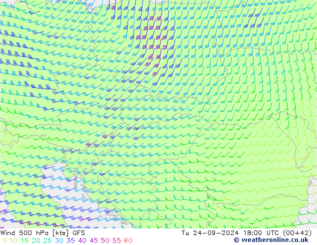 Vent 500 hPa GFS mar 24.09.2024 18 UTC