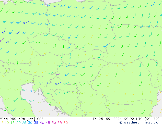 Vento 900 hPa GFS Qui 26.09.2024 00 UTC