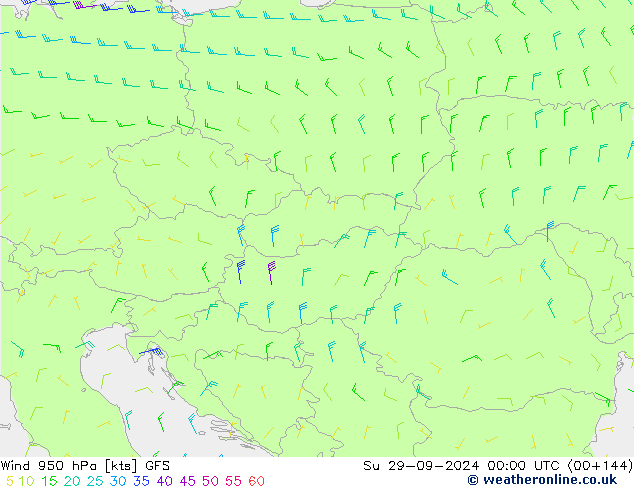 Wind 950 hPa GFS zo 29.09.2024 00 UTC