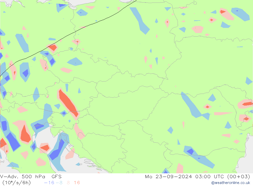 V-Adv. 500 hPa GFS ma 23.09.2024 03 UTC